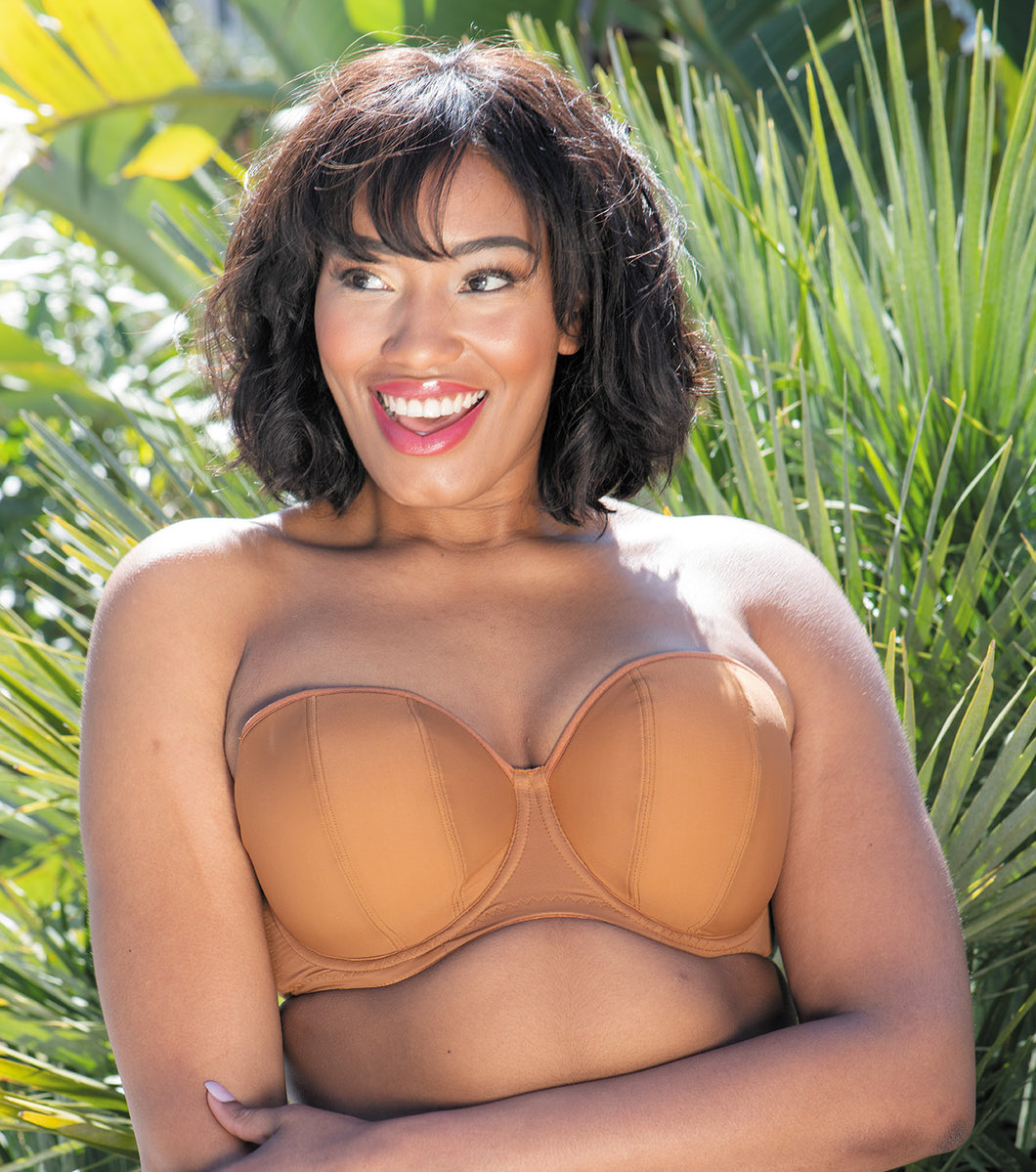 Curvy Kate Women's Luxe Strapless Bra, Caramel, 28D at  Women's  Clothing store